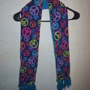 Multicolor Peace Sign Fleece Scarf